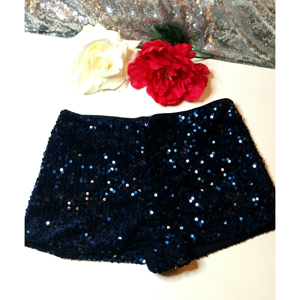 Gorgeous Royal blue Velvet shorts with Sequins